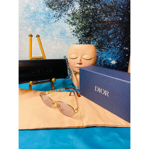 Women's Dior Sunglasses Frames and Case Gold and Brown Preowned RX Lenses